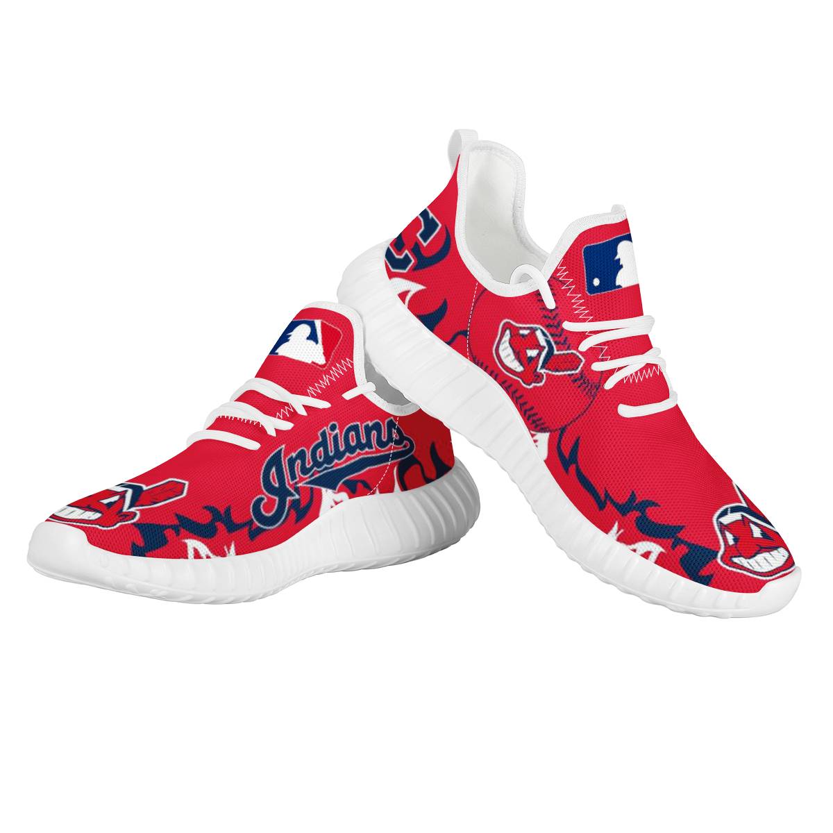 Women's Cleveland Indians Mesh Knit Sneakers/Shoes 002
